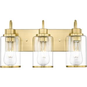 Beionxii Bathroom Vanity Light, 3 Light Gold Bathroom Light Fixtures with Clear Glass Shade, Modern Vanity Lighting Fixtures Over Mirror, Living Room, Hallway, BX-VL01BG-3CG