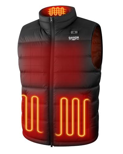 SAVIOR HEAT Men’s Heated Vest, Lightweight Water-Resistant Insulated Electric Heating Vest for Camping Hiking, Size XXL
