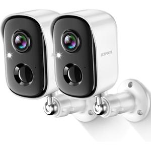 Security Cameras Wireless Outdoor, 2K Battery Powered WiFi Cameras for Home Security with AI Motion Detection, Color Night Vision, Spotlight, Siren, Waterproof, SD/Cloud Storage - 2 Pack