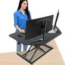 Aconcept 36 inch Black Corner Height Adjustable Standing Desk Converter, One-Click Sit to Stand up Desk Riser, Pre-Assembled for Dual Monitor and Laptop Workstation