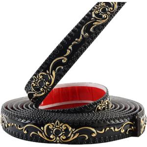 Flexible Wall Trim, Peel and Stick Self-Adhesive Design, Crown Molding for Cabinet Mirror Frame Wall Edge Home Decor, 16.4ft x 1.4inch (Black+Gold)