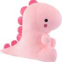 Plush Dinosaur Stuffed Animal, Cute Toys Anime Dinosaur Soft Throw Pillow Gift for Children Boys Girls Pink 10.8 inch