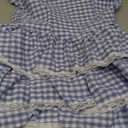 SOLY HUX Women's Y2k Gingham Plaid Mini Dress Lace Trim A Line Layered Ruffle Hem Cami Dresses (Medium, Blue and White Plaid)