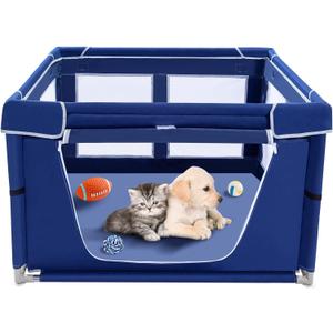 Puppy PlayPen 42  42 Inch, Dog Playpen with Gate for Puppies, Small and Medium Dogs, Pet PlayPen with Roof for Outdoors & Indoors, Tear Resistant Fabric, Safe and Sturdy Dog Fence.
