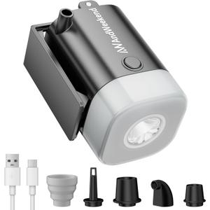 THE WEEKEND Portable Air Pump with LED Lantern  Fast Inflate/Deflate for Air Mattresses, Pool Floats, Sleeping Pads, and Inflatable Toys  Perfect for Camping and Travel (Black)