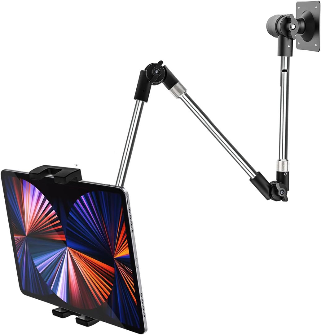 Tablet Wall Mount Holder, 35" Aluminum Foldable Arm, 360 Degree Angle Adjustable for Kitchen/Desk, for iPad Pro Air Mini, Galaxy Tab, Z Fold, Fire HD, Switch, iPhone, Camera, Webcam, 4.7-13" Devices