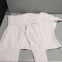 PUMIEY Women's 2 Piece Lounge Sets Short Sleeve Tops Fold-Over Flare Pants Casual Outfits Matching Set Nap Collection (Heather Pop), S