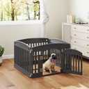 DUMOS Plastic Dog Playpen, 24 Inch 4 Panels Small Pet Fence Play Pen | Foldable, Indoor Outdoor Portable Exercise Playpen with Door, RV Camping, Puppy Small Medium Dog, Black