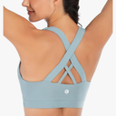 RUNNING GIRL Sports Bra for Women, Criss-Cross Back Padded Strappy Sports Bras Medium Support Yoga Bra with Removable Cups,Size L