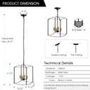 Industrial Black Chandelier 4-Light Lantern Pendant Lighting Fixture for Over Table Dining Room Kitchen Island Foyer Hallway,E12 Max 60W,12.60in