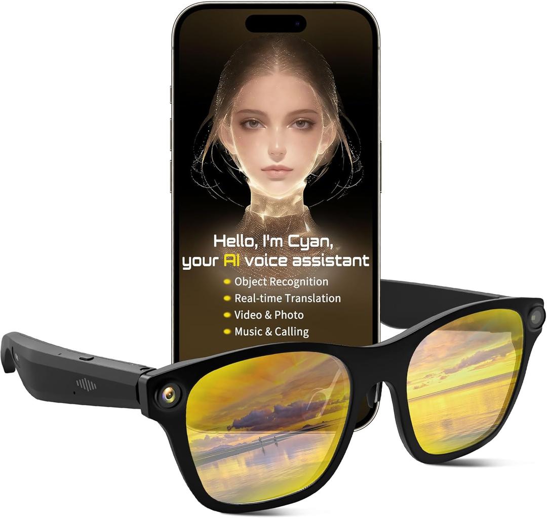 Innovative Smart Glasses,2026 Cutting-Edge AI HD Camera Glasses,AI Voice Assistant,Object Recognition,100+ Languages Real-time Translation,Support Video Photo Music Calling,Wearable Tech for Men Women