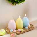 Baquler 3 Pcs Pastel Easter Egg Flameless Candles, Battery Operated LED Candle Light with Remote Real Wax Egg Shaped Candle Gift Set for Easter Spring Home Decor, No Batteries Included