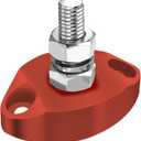 LENKRAD M6 Single Stud Red Bus Bar Stainless 150A Power Distribution Block 12V Battery Junction Post, Marine Ground Post with Insulated Base, RV Automotive Positive Bus Bar 12v Single