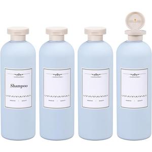 ASEVAT 13.5oz 4pack Refillable Travel Shampoo and Conditioner Bottles, Travel Size containers, Travel Bottle for toiletries, Squeeze Bottles with Flip Cap, Empty Plastic Leak Proof Travel Bottles (Blue)