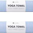 Eunzel 2 Pack Hot Yoga Towel, Non-Slip Yoga Mat Towel with Grip Dots Stickyfiber Sweat Absorbent Towel for Hot Yoga, Pilates and Workout 72" x 24", Blue