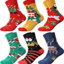 Novelty Fun Crew Socks for Women Colorful Crazy Socks for Women Girls Gifts (6 Christmas Red Green Blue Yellow)