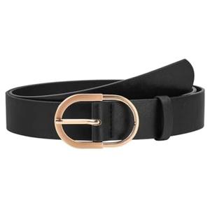 NBLYOS Women Belts Faux Leather for Jeans Fashion Belt with Gold Buckle Ladies Dress Belt, XL, Black