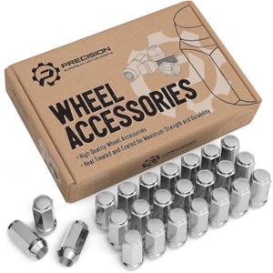 StanceMagic 24pcs Chrome 14x2 Closed End Extended Bulge Lug Nuts - Cone Taper Acorn Seat, 1.8" Length, 0.9" Width, 19mm 3/4" Hex - Compatible with Ford F150 Expedition Lincoln Navigator Mark LT
