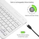 Ultra-Slim Bluetooth Keyboard Portable Mini Wireless Keyboard Rechargeable for Apple iPad iPhone Samsung Tablet Phone Smartphone iPadOS iOS Android (10 inch White)