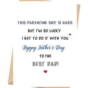 2 x Funny Fathers Day Card for Husband, Relatable Parenting Gift from Wife, Happy Fathers Day Gift