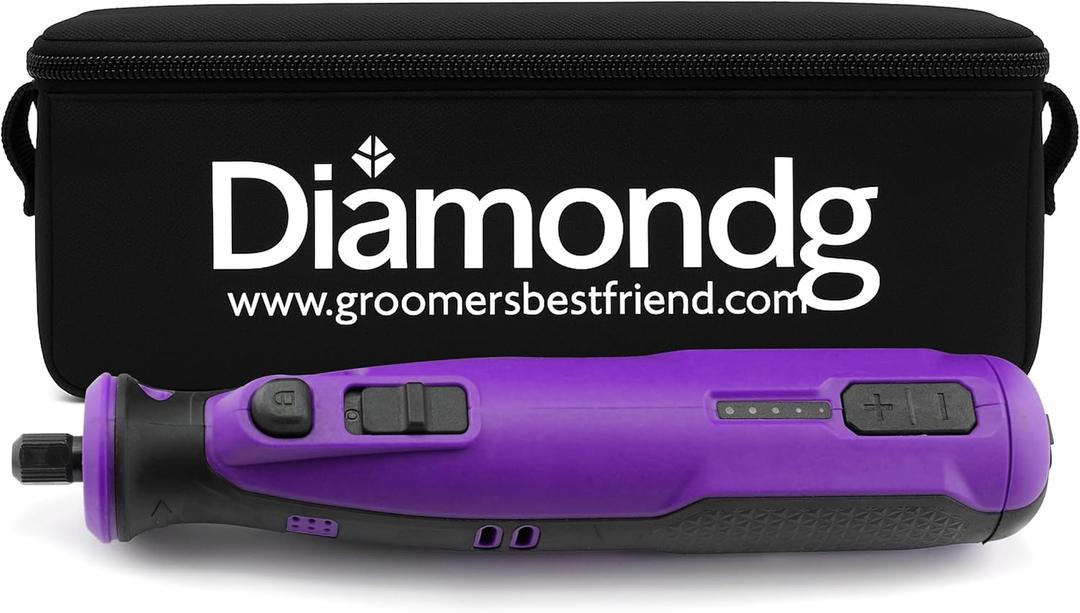 Diamondg Cordless Dog Nail Grinder with Quiet Sound & LED Tip for Large & Small Dogs, 4hrs. Runtime - Electric Dog Nail Trimmer, Heavy Duty Rotary Tool Alternative to Toenail Clippers & Filers (004 - Dark Purple) Diamondg Cordless Dog Nail Grinder with Quiet Sound & LED Tip for Large & Small Dogs, 4hrs. Runtime - Electric Dog Nail Trimmer, Heavy Duty Rotary Tool Alternative to Toenail Clippers & Filers (004 - Dark Purple)