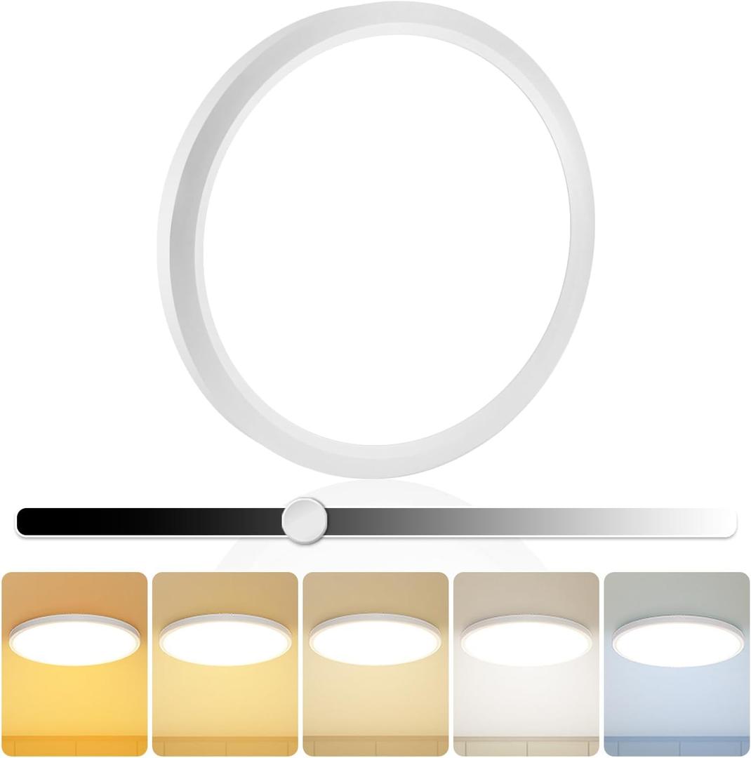 1Pack 15.8 Inch LED Flush Mount Ceiling Light, 35W, 3850LM, 2700K-5000K 5Color Selectable & Dimmable, White Thin Flat Surface Mount Lights for Bedroom, Living Room, Dining Room, Garage