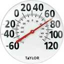 Taylor Extra Large Metal Wall Indoor Outdoor Thermometer, Easy to Read Numbers for Patio, Pool, and Indoor Areas, 18 inch, White (Broken glass cover)