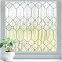 SUNBABY Reeded Glass Window Privacy Film, Decorative Frosted Glass Window Film for Bathroom & Front Door, 3D Static Cling Window Coverings Day and Night Privacy Sun Heat Blocking (23.6 x 78.7 Inch)