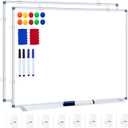 H-Qprobd White Board Dry Erase Whiteboard for Wall 24x18 (2pcs) Magnetic Boards for Office Classroom & Home, Small Wall Whiteboard Including 6 Markers, 10 Magnets, 2 Erasers & 10 Adhesive Hooks