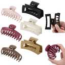 6 Pack Cloud Claw Clip for Women, 4" Large TPEE-Silicone Hair Claws, Bendable & Unbreakable Non-Slip Cozy Hair Clip for Thin/Thick/Curly Hair, Flexible & Durable All-Day Comfort Mutil Color 4 (Multi-Color4: Black, Cream, Espresso, Red, Pink, Yellow)