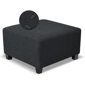 Square Ottoman Cover,Soft Stretch Jacquard Slipcover with Dual Waterproof Layers,Washable Furniture Protector for Pets,Medium,Dark Gray (M Length&Width:26-34",Height:14-20")
