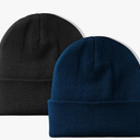 PFFY Unisex Beanie Hats for Men Women Knit Winter Beanies (One Size, 2 Packs Black&Pureblue)