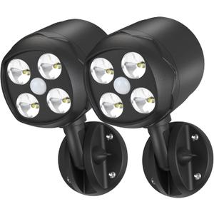 Motion Sensor Outdoor Lights, Battery Motion Sensor Light Outdoor, 6000K LED Spotlight Outdoor, 8W 600 LM Security Lights for Outside Garage and Yard, 2 Packs