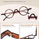 JM 5 Pack Round Reading Glasses for Women Men, Vintage Small Blue Light Blocking Computer Readers with Spring Hinges 1.25