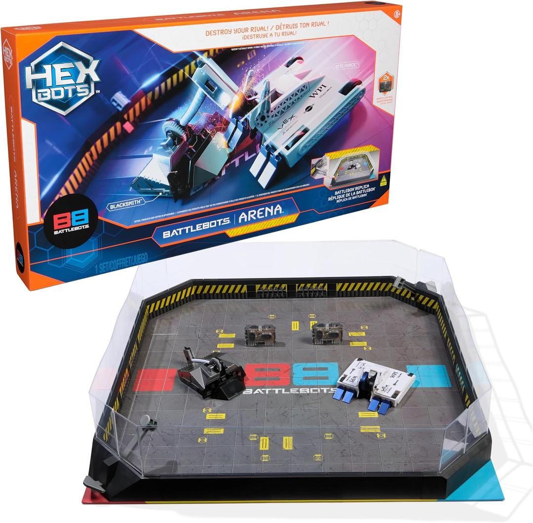HEX BOTS BattleBots Arena Bite Force & Blacksmith, Remote Control Robot Toys for Kids with Over 20 Pieces, STEM Toys for Boys & Girls Ages 8 & Up, Batteries Included, One Size