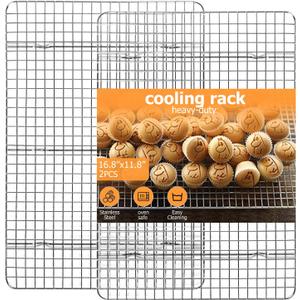 2-Pack Cooling Rack - 11.5"x16.5" Stainless Steel Baking Racks, Oven/Dishwasher Safe - Perfect for Cookies, Roasting, Grilling - Fits Half Sheet & Jelly Roll Pans
