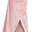 NAFLEAP Wearable Hooded Blanket for Adult Kids, Animal Blanket Hoodie Women Girl Fleece Sherpa Christmas Gift (Adult Pink Bunny)