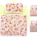 Simgoing 17cm Doll Bedding Set Scaled Down Cute Floral Bedding Set Doll Accessories Cozy Sleeping Space for 17cm Dolls Dollhouse Gift(Yellow,Mattress)
