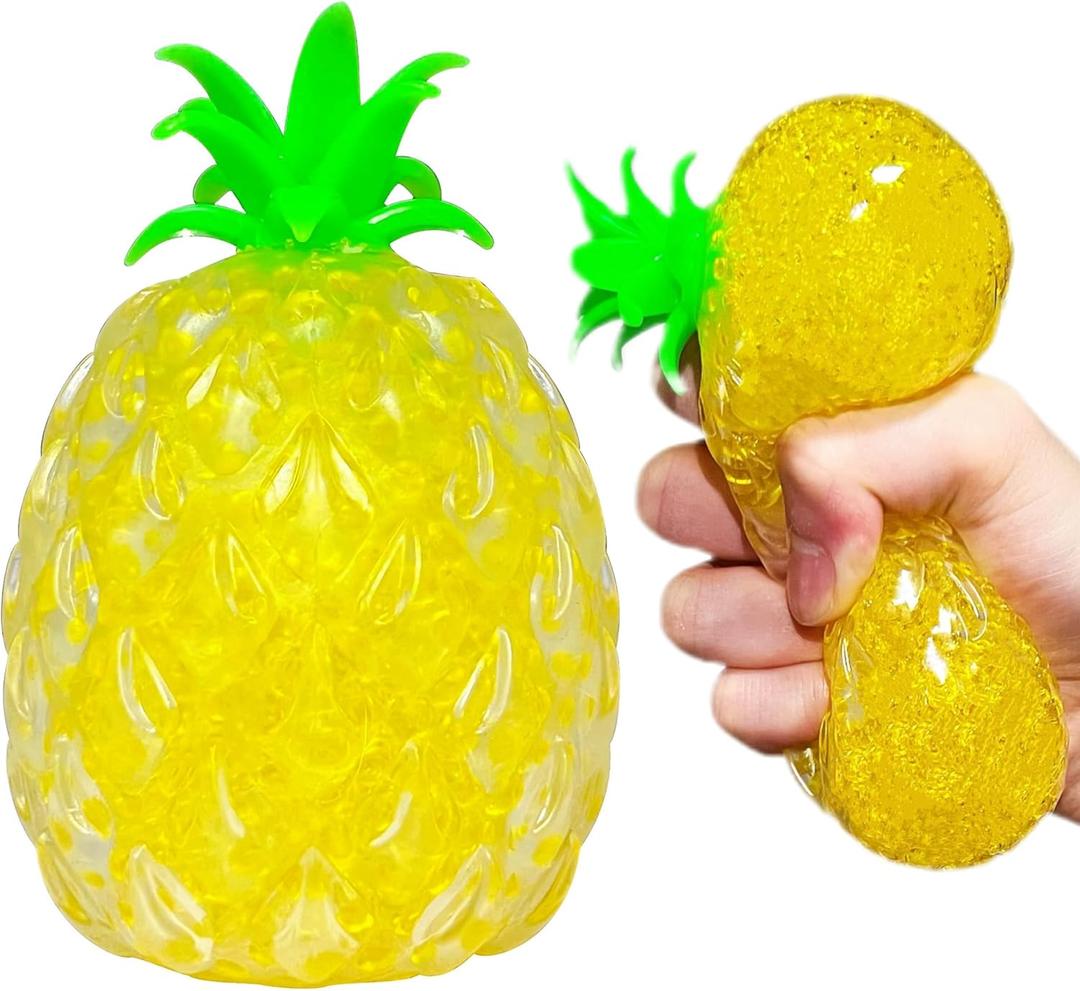 Pineapple Squishy Stress Balls (1 Pack) Stretchy Fruit Stress Squeeze Toys for Kids and Adults, Squish Sugar Ball Squishy Toys, Ideal for Relax, Focus, Christmas Decoration, Easter Basket Stuffers