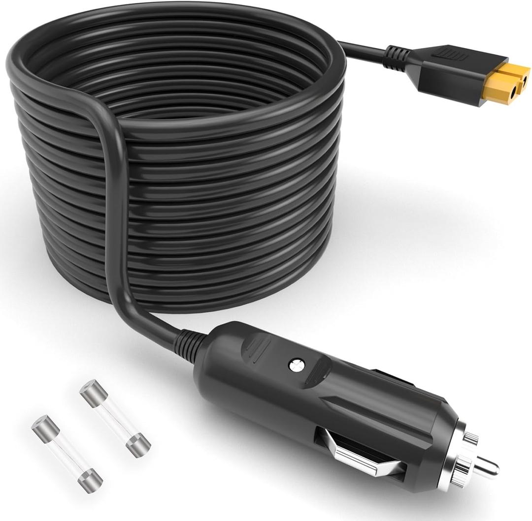XT60 Connector Portable Power Station DC Adapter 6.6Ft Extension Cabel 12V/24V Car Power Cord Compatible with Bluetti EB55,Anker 757/767 Ecoflow Delta/River Series (with 2 x Fuse)