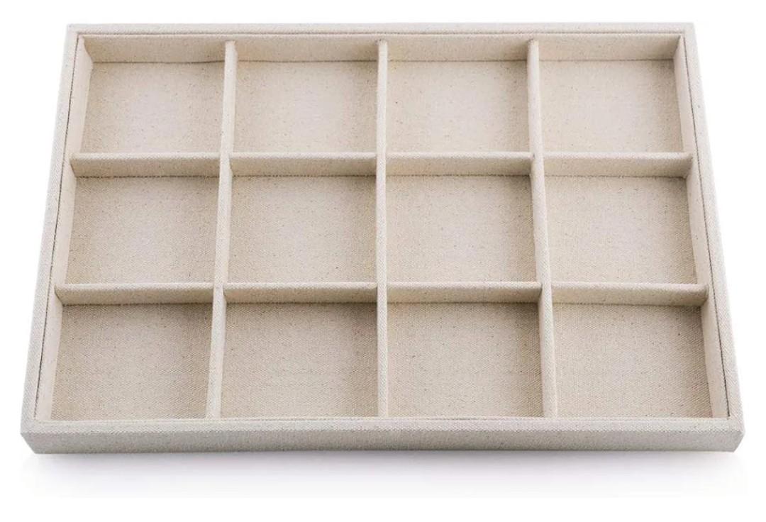 Oirlv Stackable 12 Girds Jewelry Trays Jewelry Storage Tray Showcase Display Organizer(13.8" X 1.4"X 9.4")