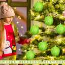 6 Pcs Furry Christmas Ball Ornaments 3.15 Inch Fuzzy Curly Ornaments Christmas Tree Hanging Decorations Soft Pom Pom Ball Xmas Ornament Pendants for Party Supplies(Green)