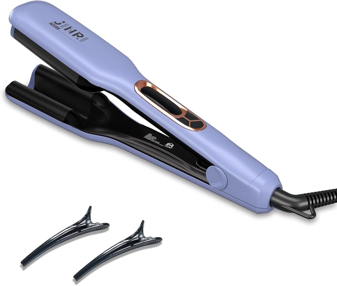 JINRI Hair Iron, Hair Brush, Pumped-Up Volume, Adjustable Temp, 360  Tail Rotation, Lasting Volume, for Short Or Thin Hair, Dual Voltage (100-240V), Volumizing Hair Iron, Purple, 1.25 inch