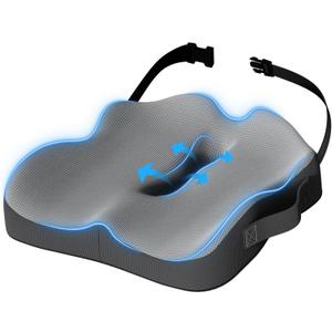 Car Seat Cushion, Extra Large Memory Foam Cushion with Adjustable Strap for Truck Drivers & Long Driving, Orthopedic Sciatica and Tailbone Pain Relief, Comfort Support for Travel Essentials