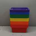 Outus 16 Pcs Plastic Cubby Bins Bulk for Classroom Organization Small Stackable Book Bins Toy Storage Tubs Organizer Container Box with 120 Self Adhesive Label for Library School Office Home, 6 Colors