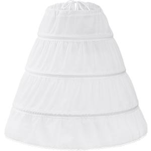 obmwang Girls Petticoat Crinoline 3 Hoop Skirt Petticoats for Girls Underskirt Ball Gown (White)