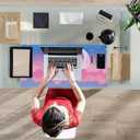 Cute Clouds Desk Mat Kawaii Desk Pad Gaming Mouse Pad Large Blue Sky Deskmat XXL Mousepad, Pink Purple Keyboard Mouse Mat Computer Mat for Desk, Kawaii Desk Decor for Women Girls 31.5X15.75 in (Q-painted Moon)