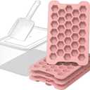 Small Ice Cube Tray for Freezer: FDDAI Easy Release Ice Cube Maker - Plastic Stackable Cubed Ice Trays and Bin - Making Tiny Honeycomb Icecubes (Pink)