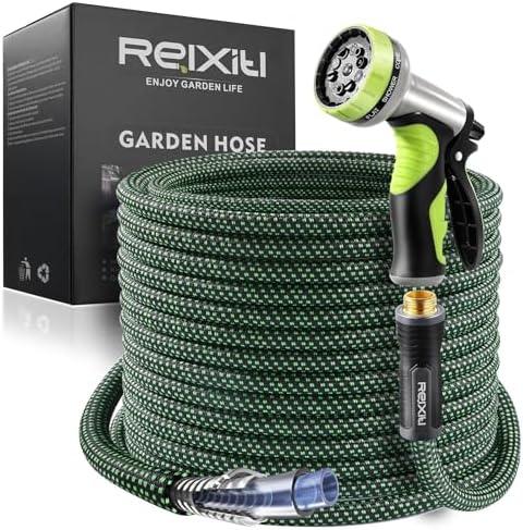 Relxitl Garden Hose, Flexible Water Hose, Ultra Lightweight Non-Expanding hose with 10 Function Sprayer, Leak proof, Pressure Resistant for Yard, Outdoor (Green, 100FT)