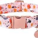 UP URARA PUP Halloween Dog Collar with Metal Buckle Gift Pumpkin Dog Collar for Small Medium Large Girls or Boys Dogs Cute Durable Comfortable Pet Collars, Pack of 3, Size: L